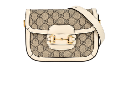 Horsebit 1955 Crossbody, &pound;1,100, Handbags, Beige/Cream, Canvas/Leather, Front view